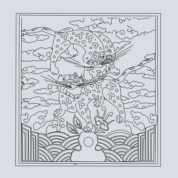 Classical Chinese Auspicious Tiger Map Vector Classical Chinese Auspicious Tiger Map Vector