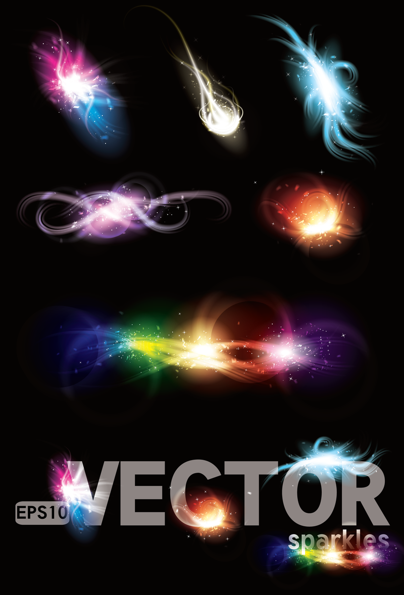 Magníficos efectos de iluminación brillante 04 Vector