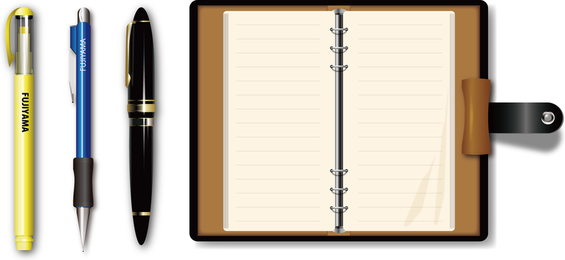 Vetor de caneta e caderno