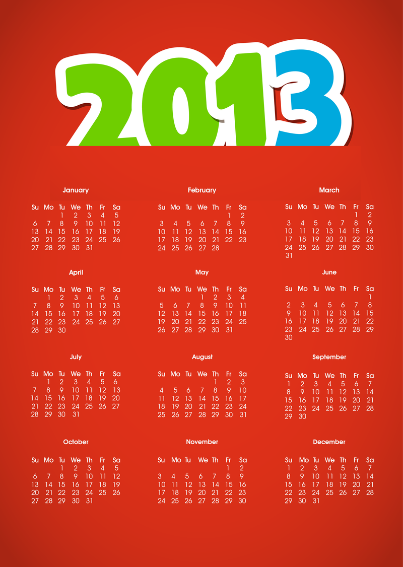 Calendario rojo 2013