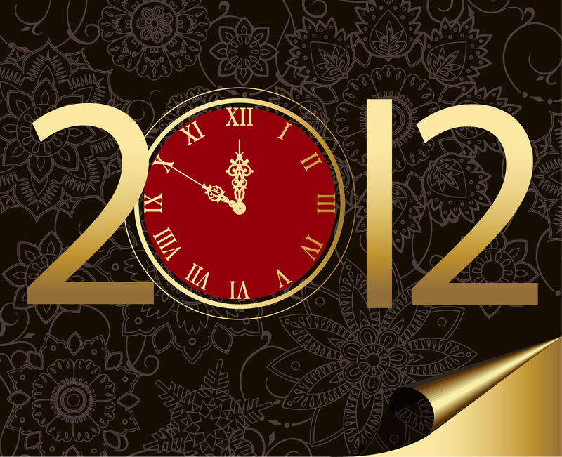 Año nuevo 2012 con reloj