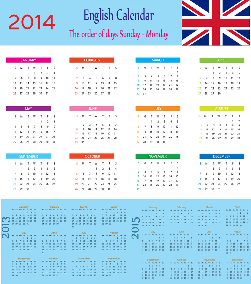 Calendario Inglés 2014