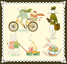 Vector lindo conejito huevo de Pascua 1