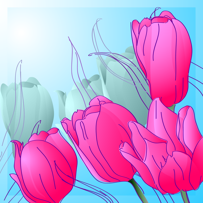 1 vector de tulipanes pintados a mano