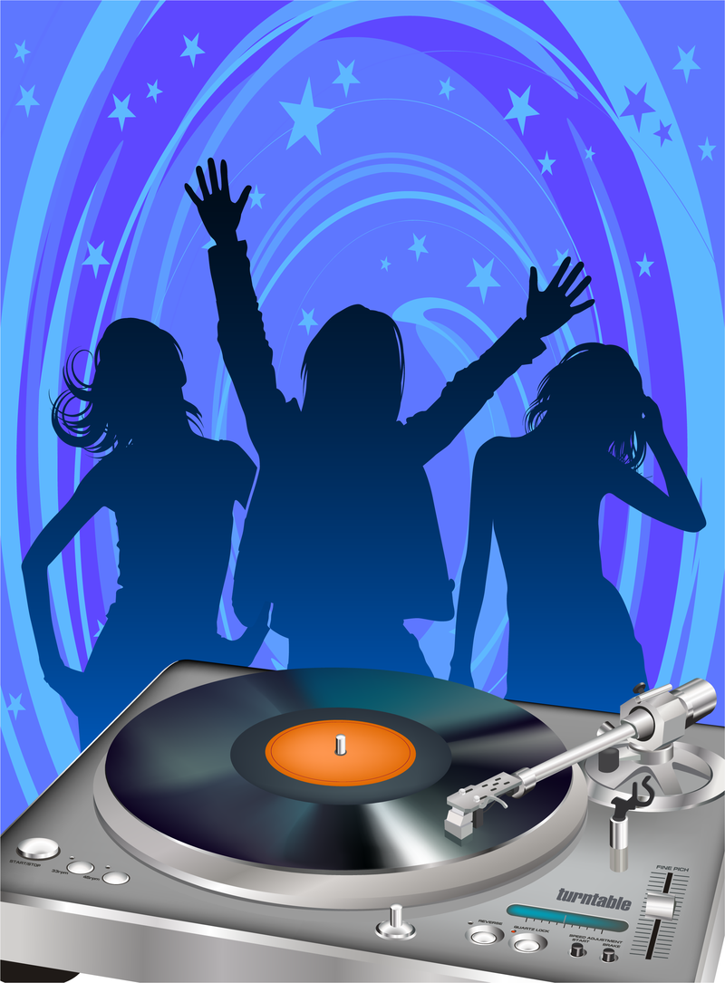 Disco Dj Vector Design mit Silhouetten