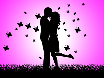 Pareja feliz y el vector de pareja