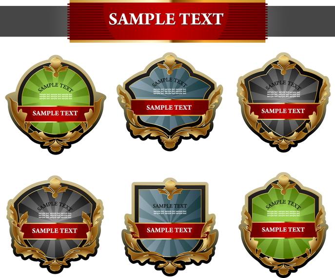 3D badge stickers isolated set 3D badge stickers isolated set