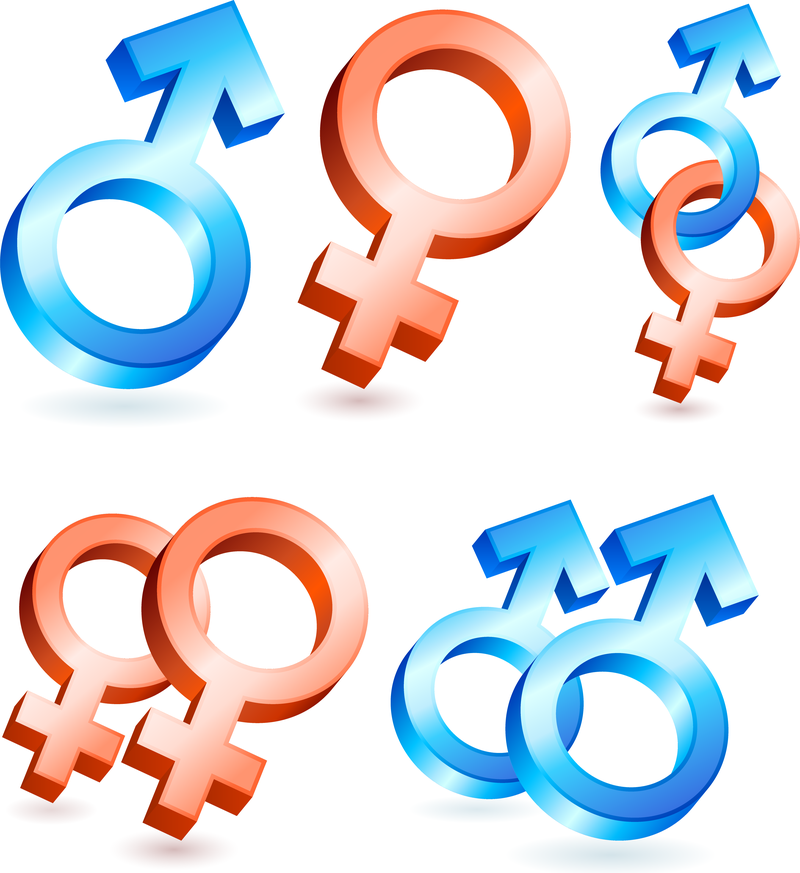 Vector de símbolos masculinos y femeninos