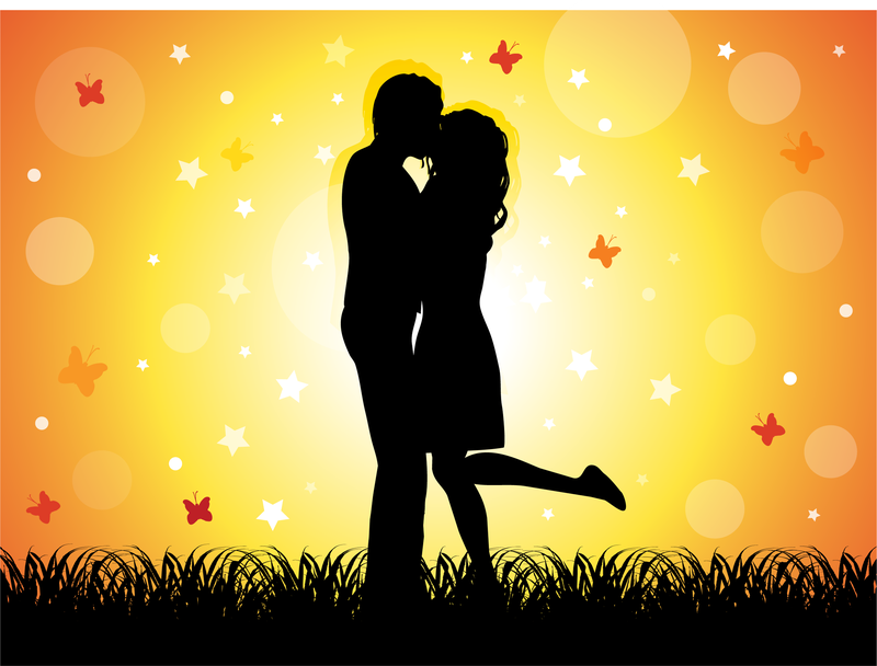 Ilustração de casal se beijando