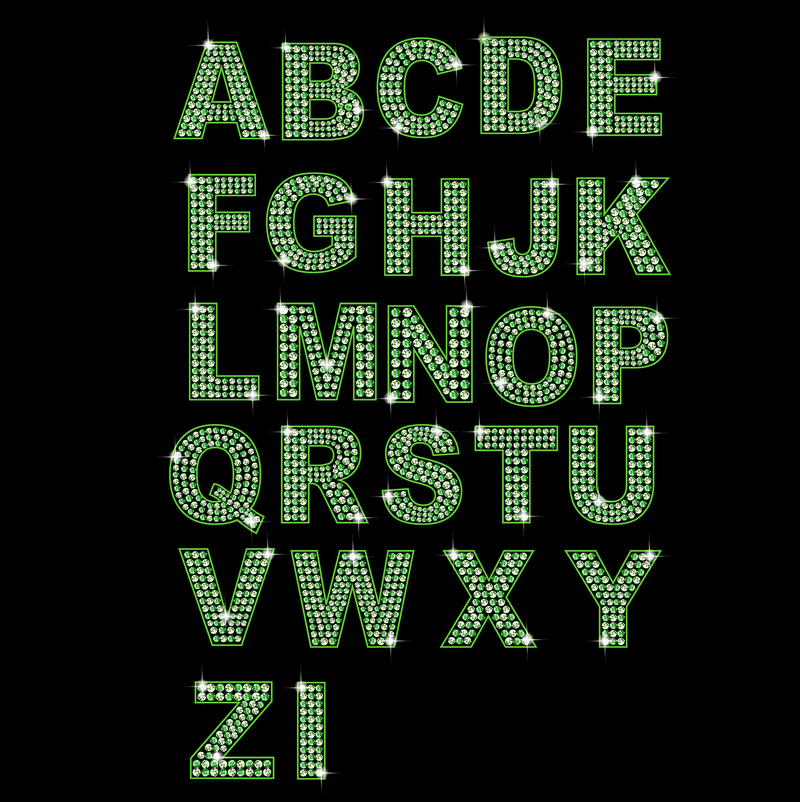 Letras de diamante e números vetoriais verdes