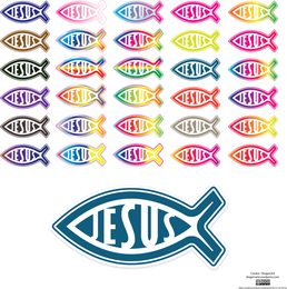 Adesivo de peixe Jesus