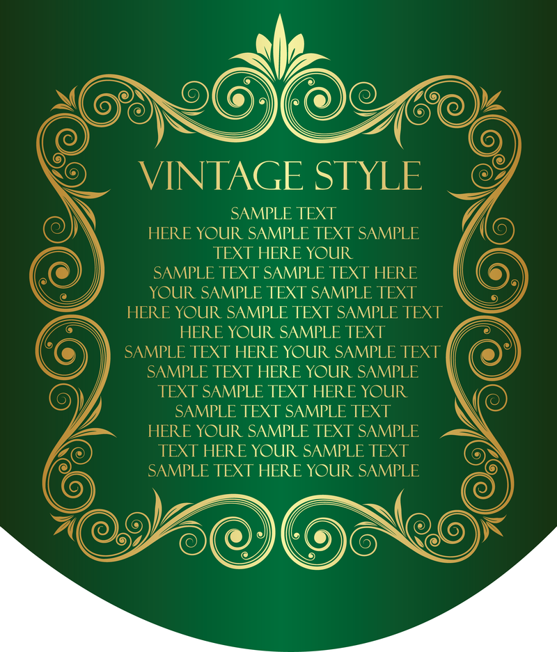 Diseño de marco vintage oro verde