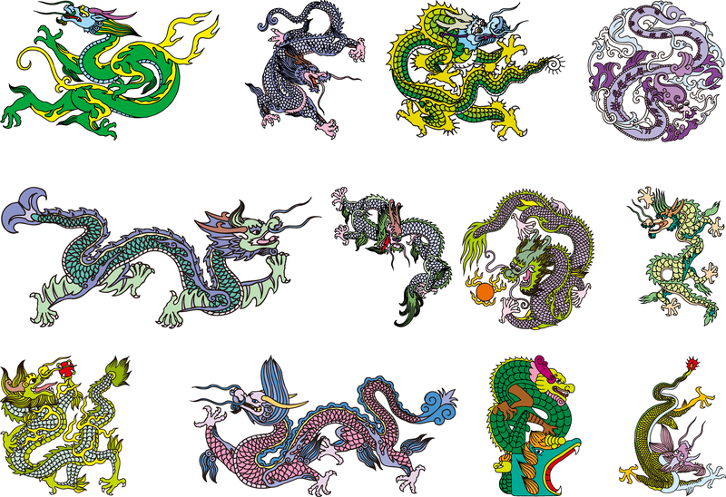 Chinese Classical Dragon Vector Of The Eight Vector download