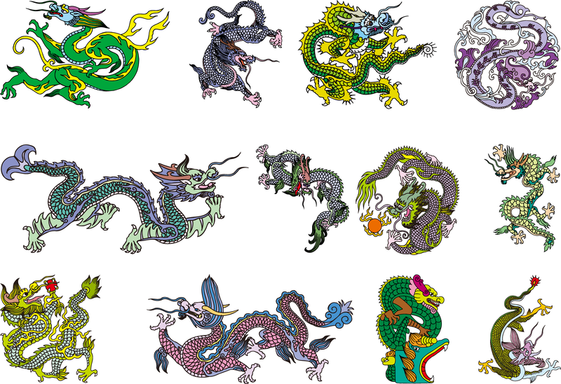Vector de dragón clásico chino de los ocho