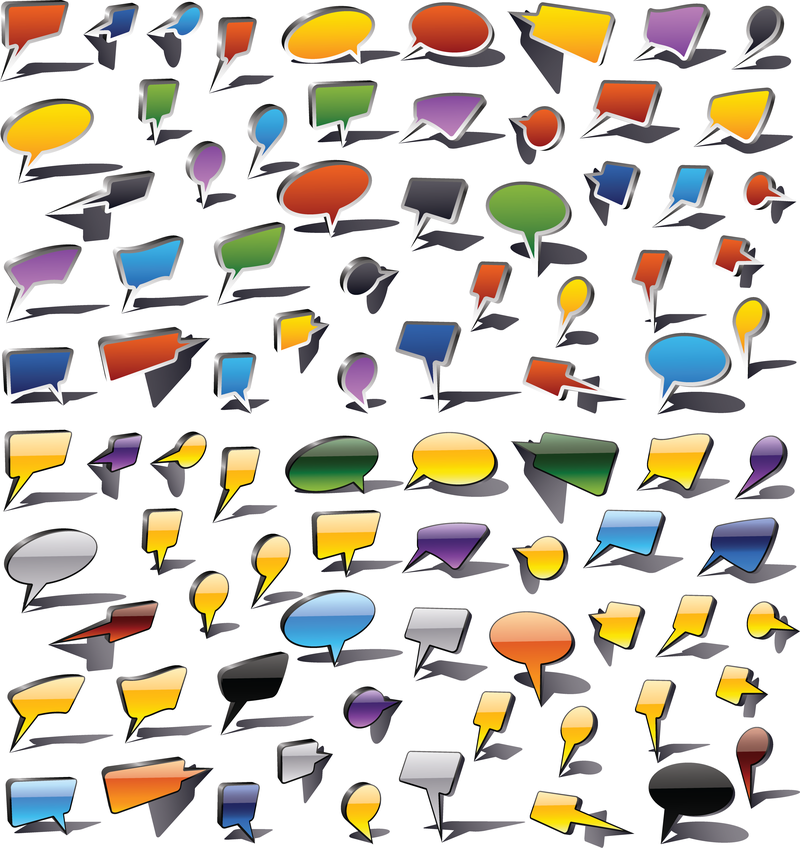 Colorido discurso burbujas y globos de diálogo gráfico vectorial