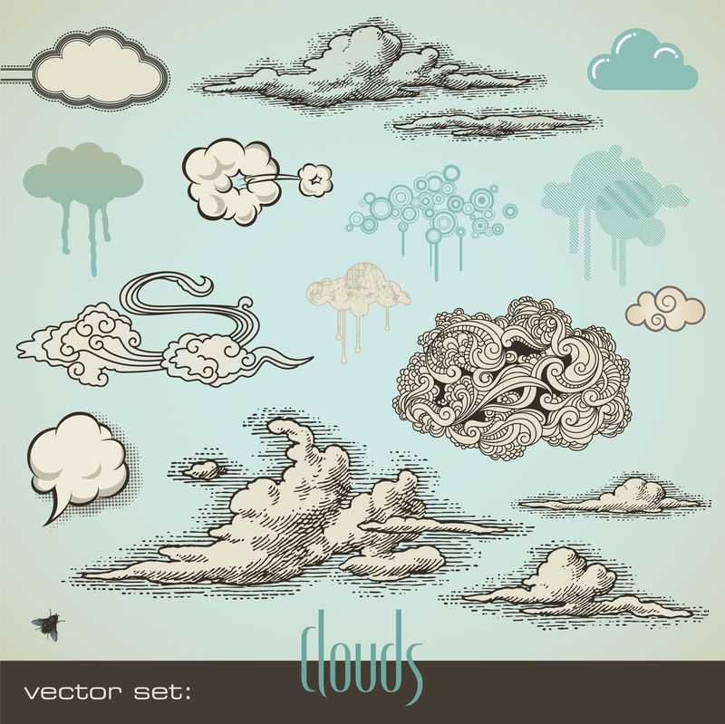 Estilo de desenho de caneta - nuvens vetoriais 2