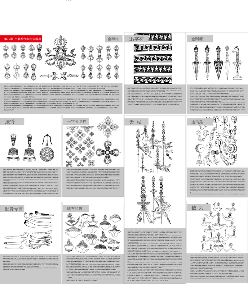 Tibetan Buddhist Symbols And Objects Figure Of Eight Mostly Ceremonial And Esoteric Equipment Vector 3