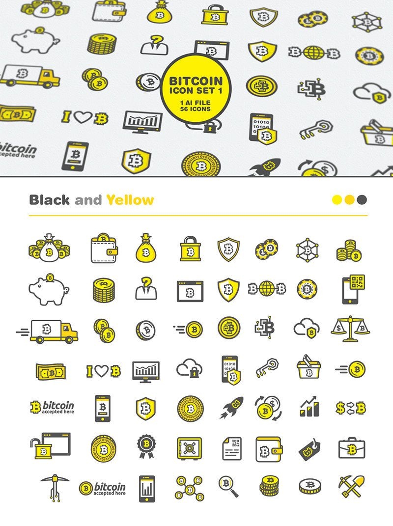 56 Conjunto de iconos de Bitcoin