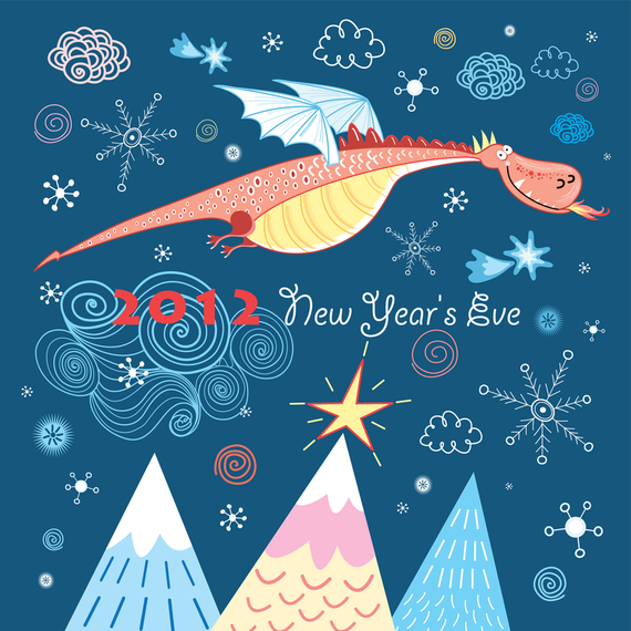 2012 card with flying dragon 2012 card with flying dragon