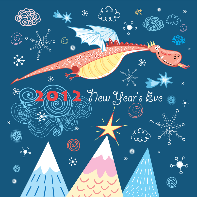 Cartão de 2012 com dragão voador