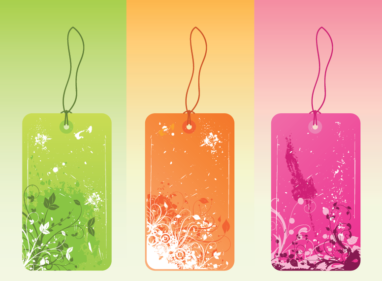 Vector Flowered Grunge Labels I and II Vector Flowered Grunge Labels I and II