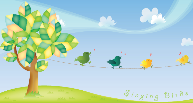 Singing Birds Vector Illustration - Download Page Singing Birds Vector Illustration - Download Page