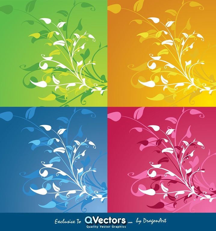 Gráficos vectoriales de decoración de flores exclusivamente para qvectors.net