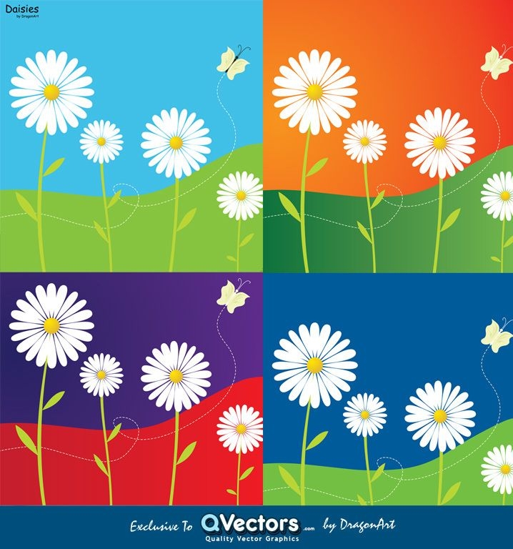 Vector Daisies - gráficos vetoriais exclusivos para qvectors.net