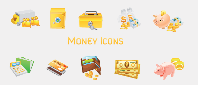 Conjunto de 10 iconos de dinero