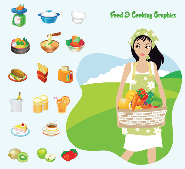 food cooking vector icons