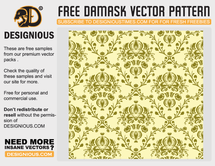 Free damask seamless vector pattern Free damask seamless vector pattern