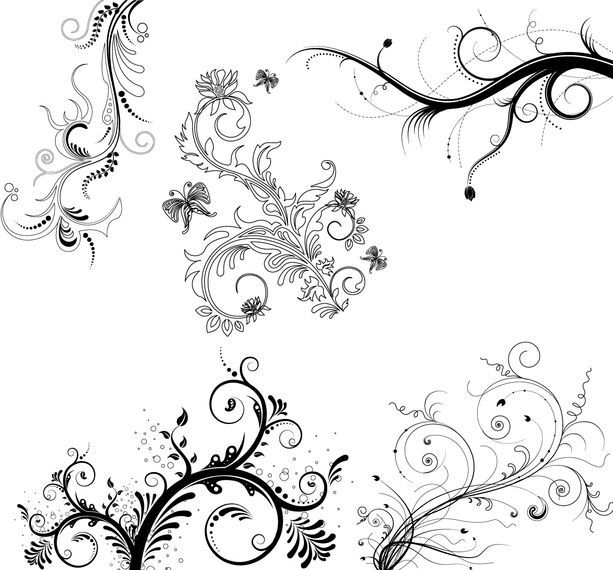 5 Vector Floral Ornaments 5 Vector Floral Ornaments