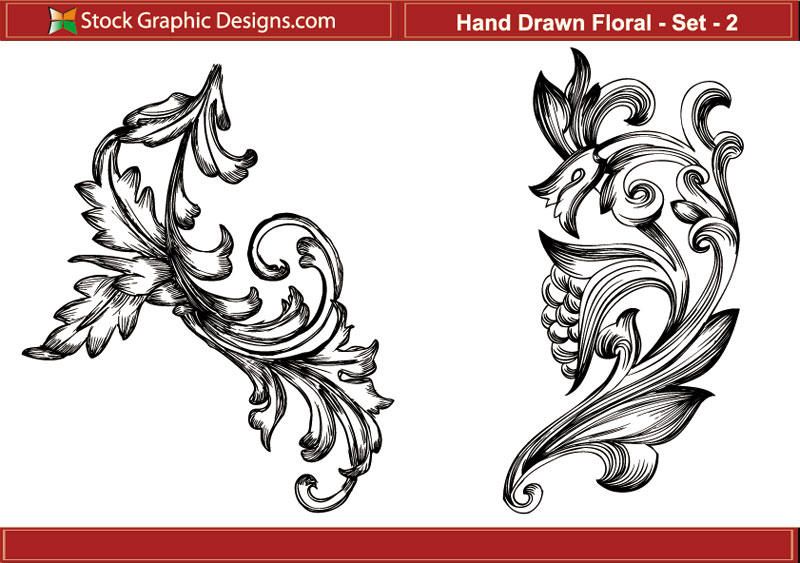 Drawn Floral vector set Drawn Floral vector set