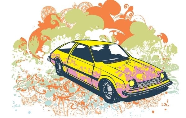 Ilustración de vector de coche retro grunge