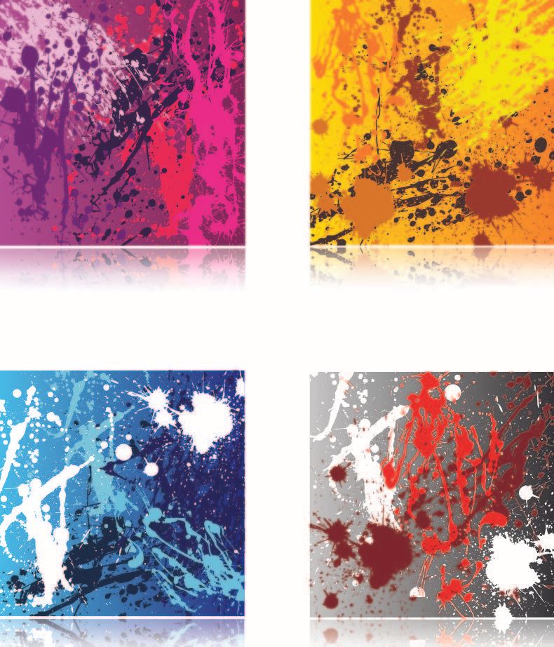 Conjunto de textura de respingos de tinta suja colorida