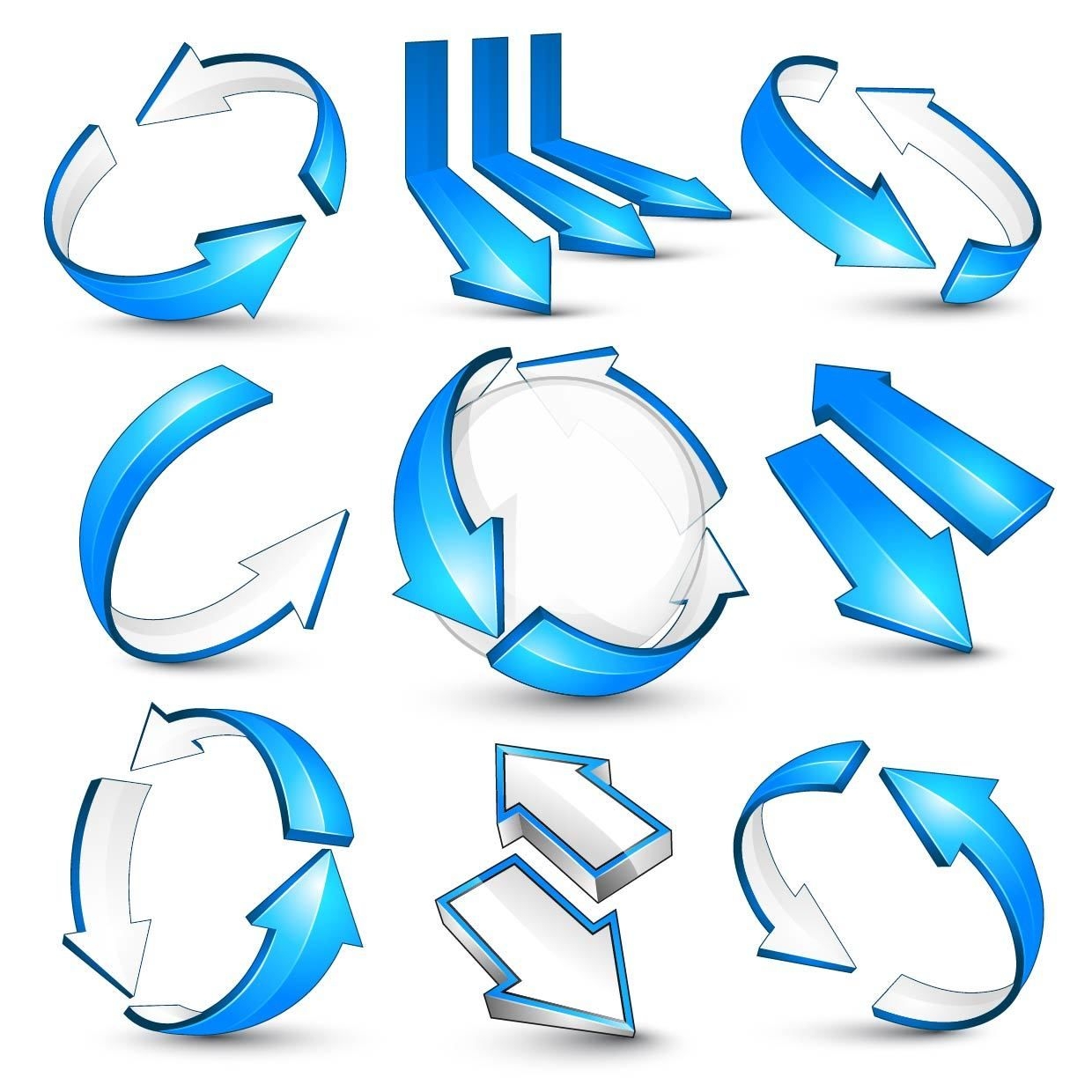Download Glossy Blue 3D Arrow Pack - Vector download