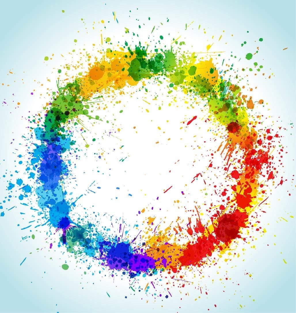 Colorful Grungy Circular Paint Splashes - Vector download