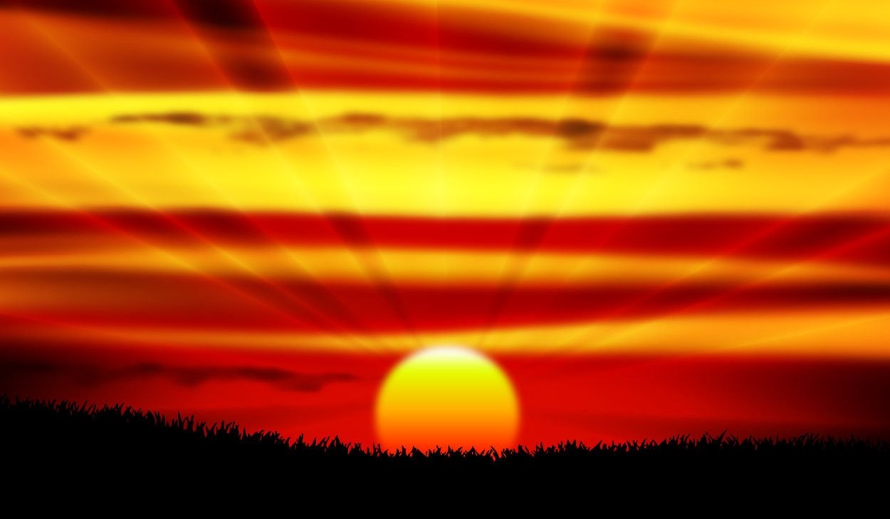 Glowing Realistic Sunset Sky - Vector download