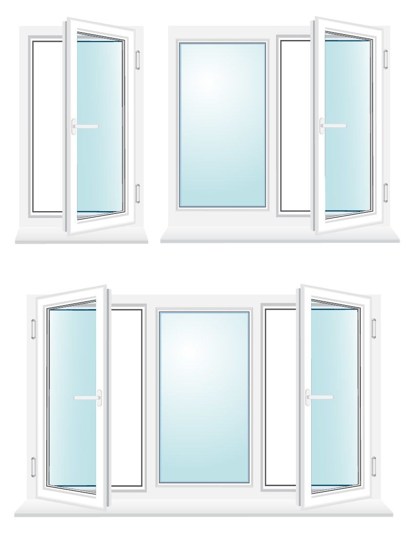 Conjunto de janela brilhante com vidros azuis