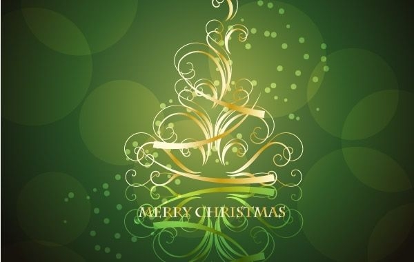 Árbol de Navidad remolino dorado con fondo verde negruzco