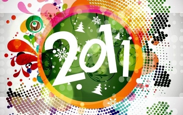 Gráfico de vetor de fundo floral de ano novo de 2011
