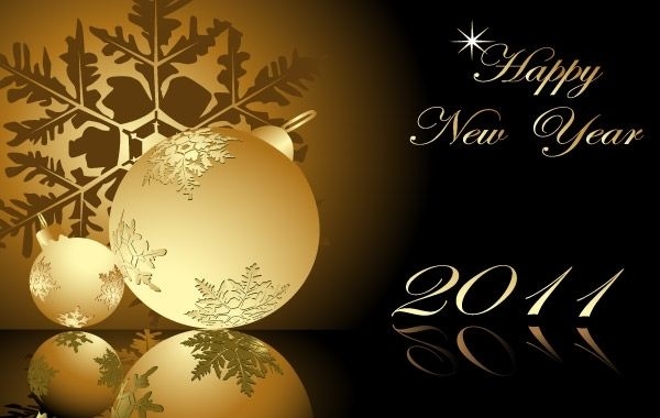 Goldene Schneeflocken des neuen Jahres 2011