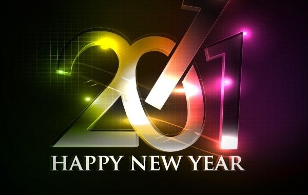 Feliz año nuevo 2011 letras metálicas