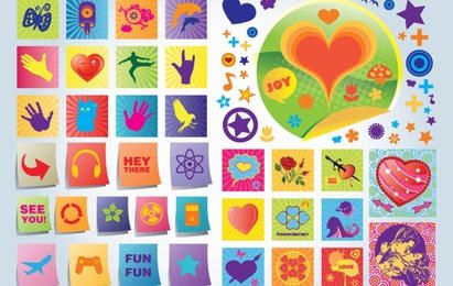 Ícones divertidos de vetor de amor