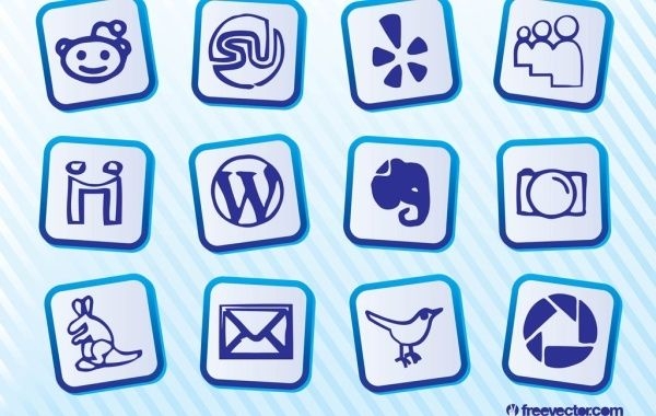 Iconos de redes sociales azules simples