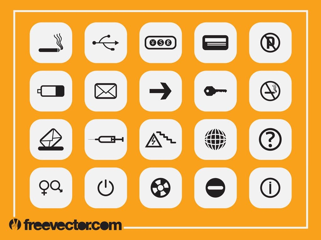 Black & White Flat Icon Pack - Vector download