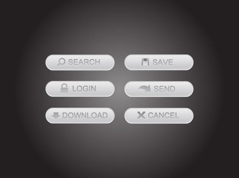 6 Glossy Grey  Buttons Vector download