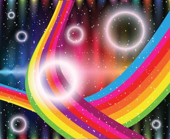 Shiny Circles Rainbow Stripes Abstract Background - Vector download