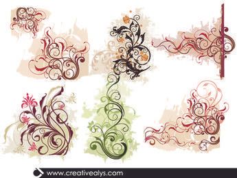 Swirling Curvy Edge Floral Ornaments