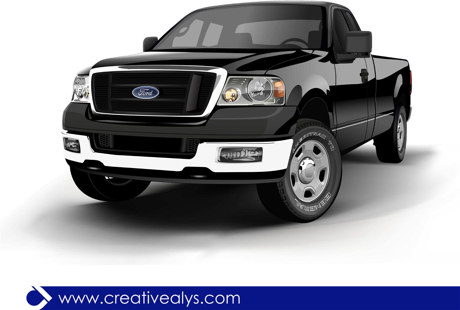 Download Ford Realistic Black Pickup Truck - Vector download